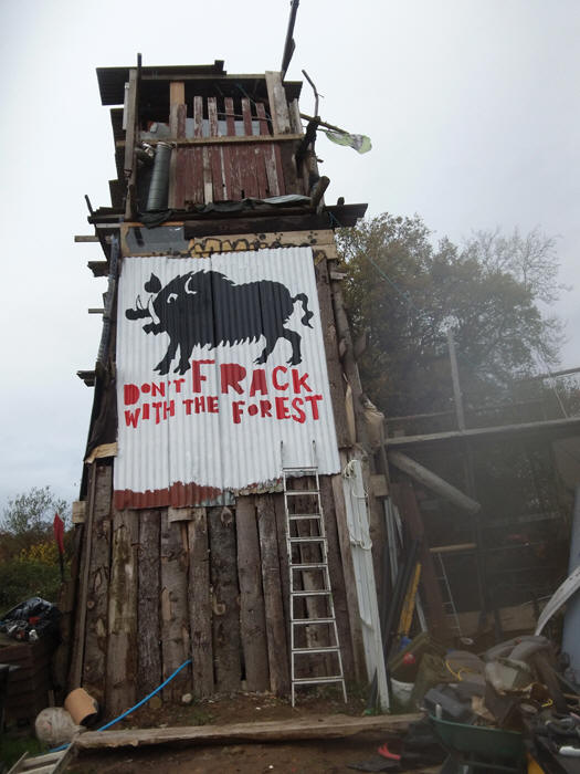 anti fracking mural at Yorkley court farm