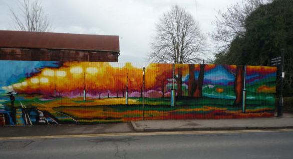 ross corrugated iron fence landscape mural