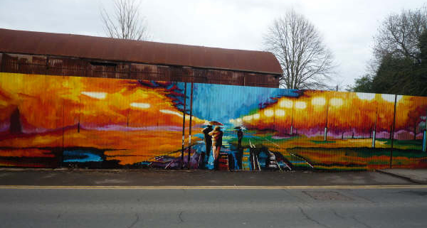 ross corrugated iron fence landscape mural